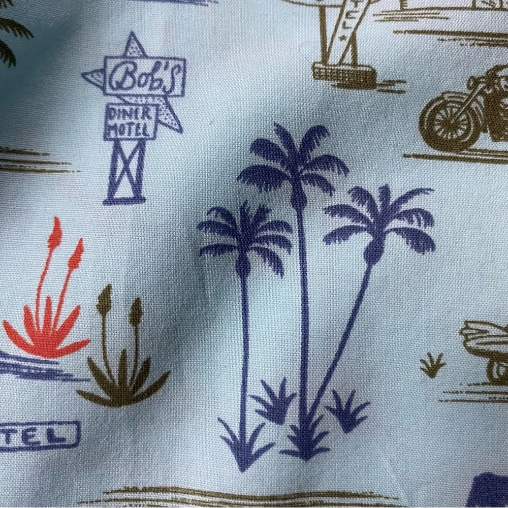Children’s Place Hawaiian Shirt Size 7 8 Button Down Green Southwest Rt 66 EUC